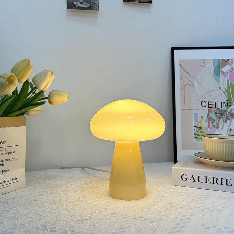 Nordic Mushroom Glass USB LED Table Lamp for Bedroom