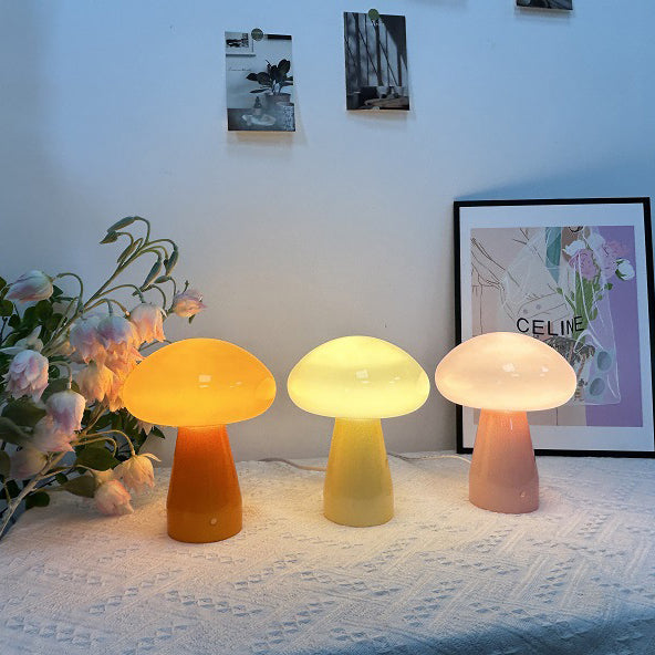 Nordic Mushroom Glass USB LED Table Lamp for Bedroom
