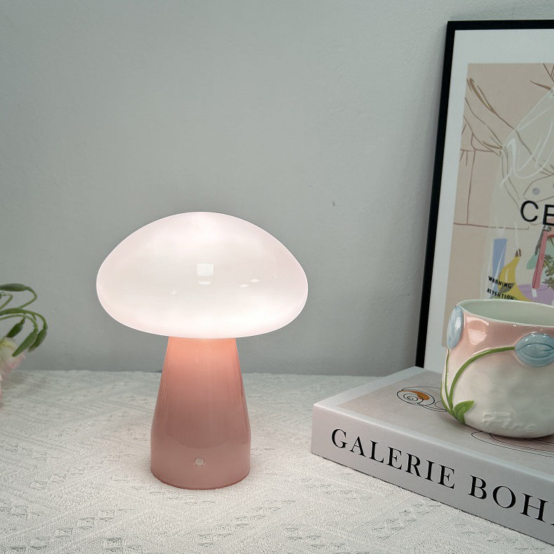 Nordic Mushroom Glass USB LED Table Lamp for Bedroom