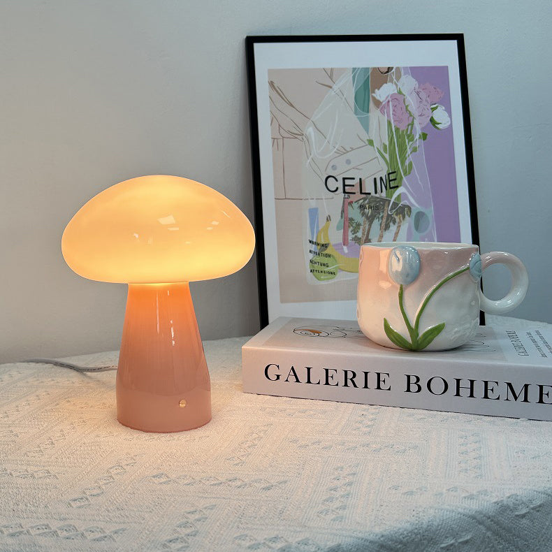 Nordic Mushroom Glass USB LED Table Lamp for Bedroom