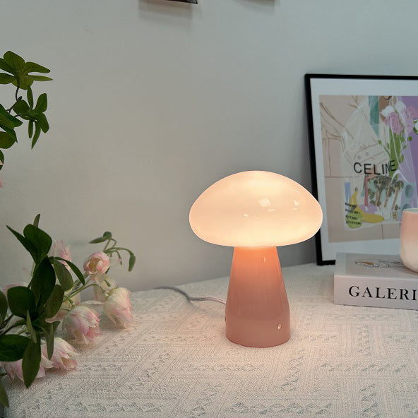 Nordic Mushroom Glass USB LED Table Lamp for Bedroom