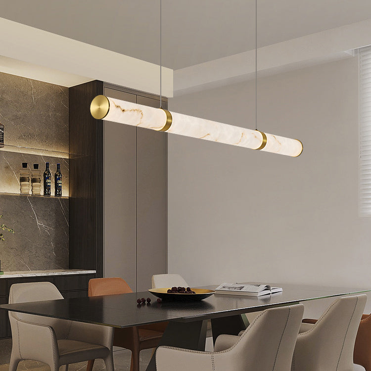 Luxury Textured Iron LED Pendant Light for Dining Room - Modern Cylinder Design