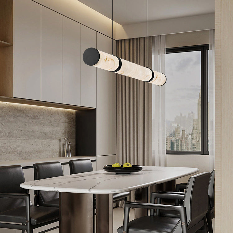 Luxury Textured Iron LED Pendant Light for Dining Room - Modern Cylinder Design
