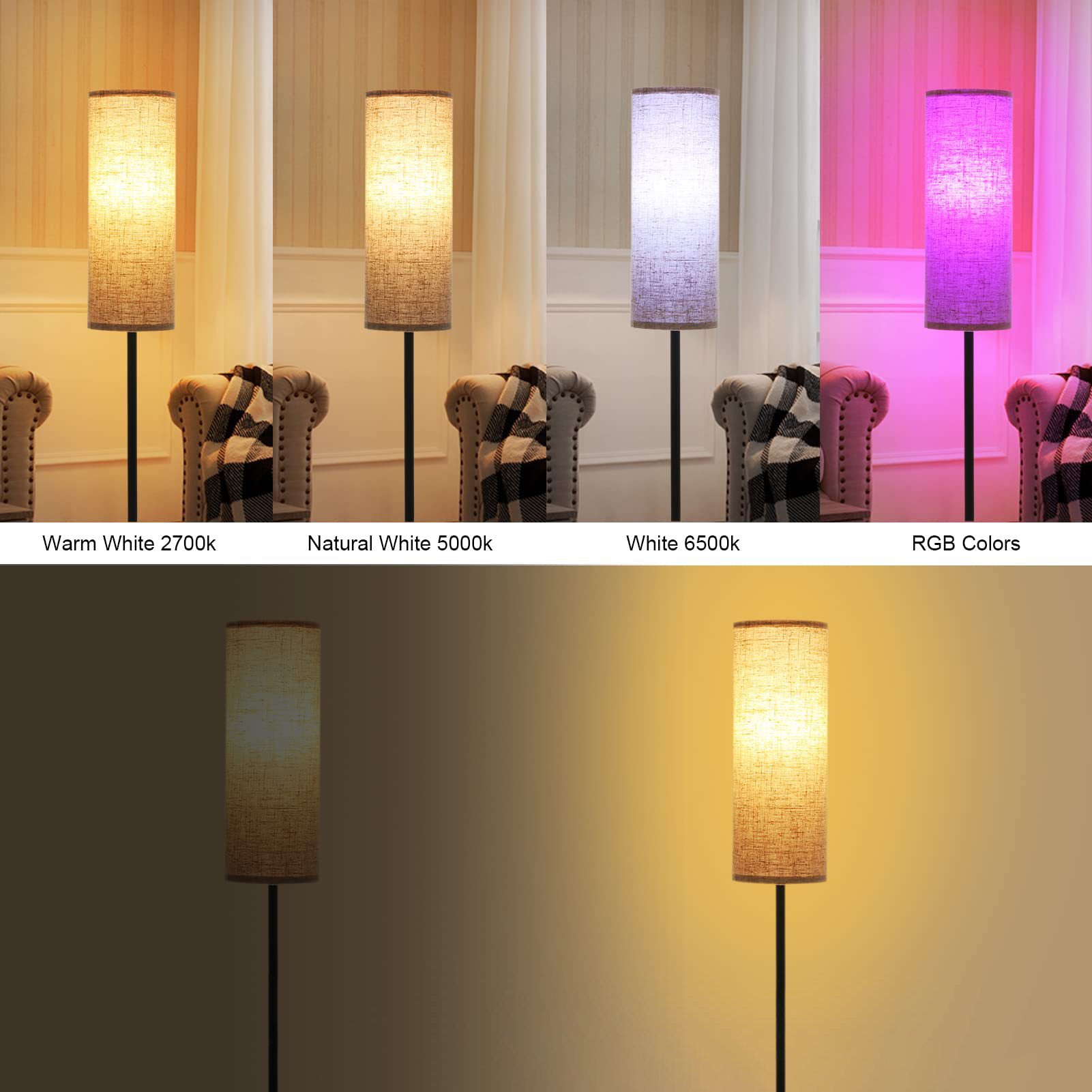 Minimalist Cylinder Iron Floor Lamp with Fabric Shade - 1-Light Design for Bedroom