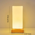 Scandinavian Rectangular Wood and Glass LED Table Lamp for Bedroom