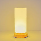 Scandinavian Rectangular Wood and Glass LED Table Lamp for Bedroom