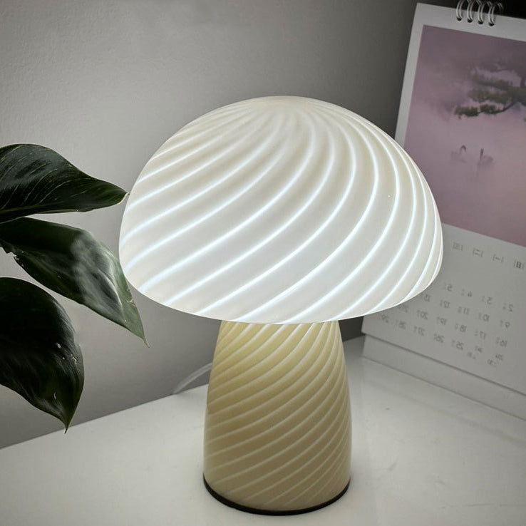 Scandinavian Cylinder Half Round Textured Glass Table Lamp - 1-Light for Bedroom