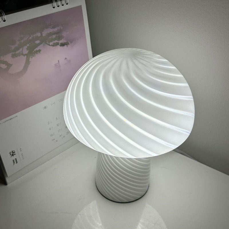 Scandinavian Cylinder Half Round Textured Glass Table Lamp - 1-Light for Bedroom