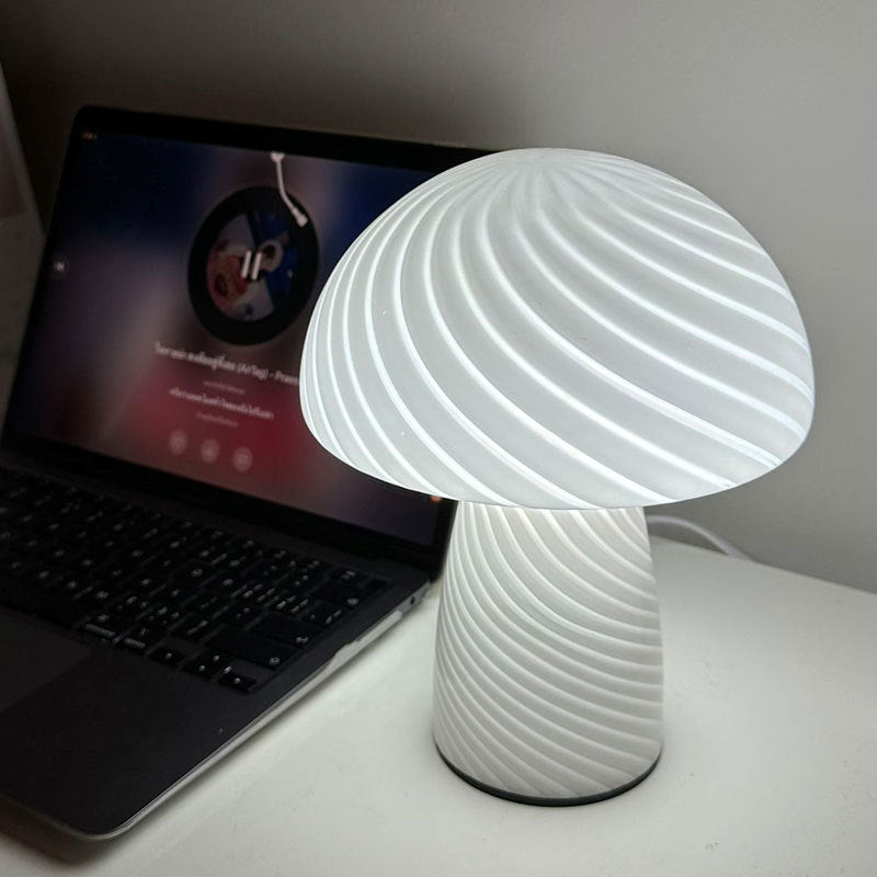 Scandinavian Cylinder Half Round Textured Glass Table Lamp - 1-Light for Bedroom