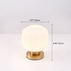 Scandinavian Round Striped Iron and Glass Table Lamp - 1-Light Design for Bedroom