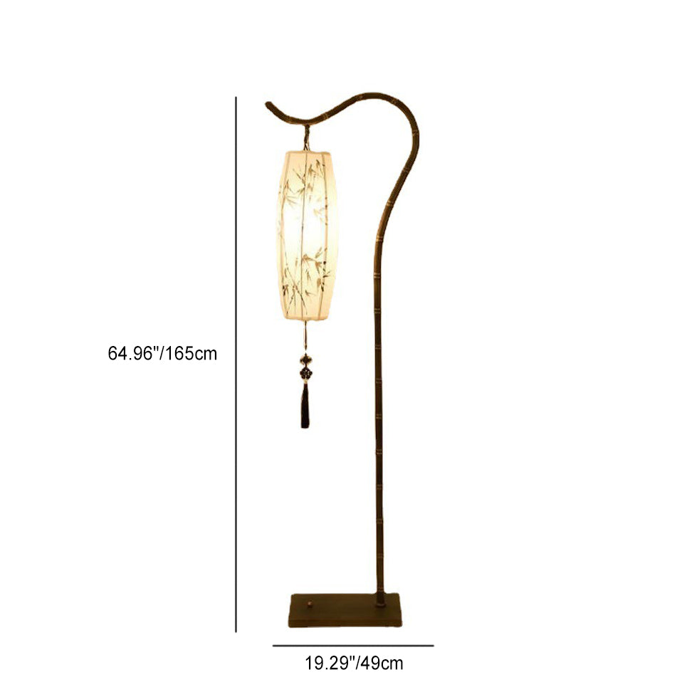 Zen Bamboo Floor Lamp with Arc Iron Base - 1-Light Design for Home and Office