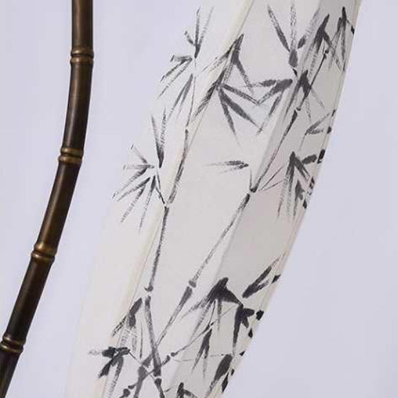Zen Bamboo Floor Lamp with Arc Iron Base - 1-Light Design for Home and Office