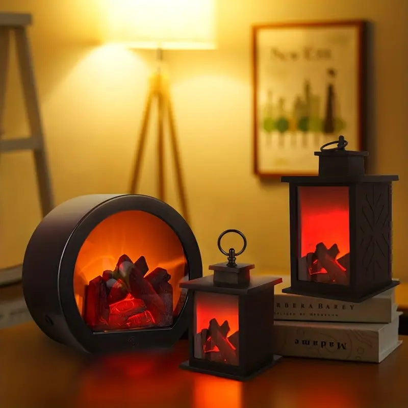 Modern LED Table Lamp with Simulated Flame for Home Office Decor