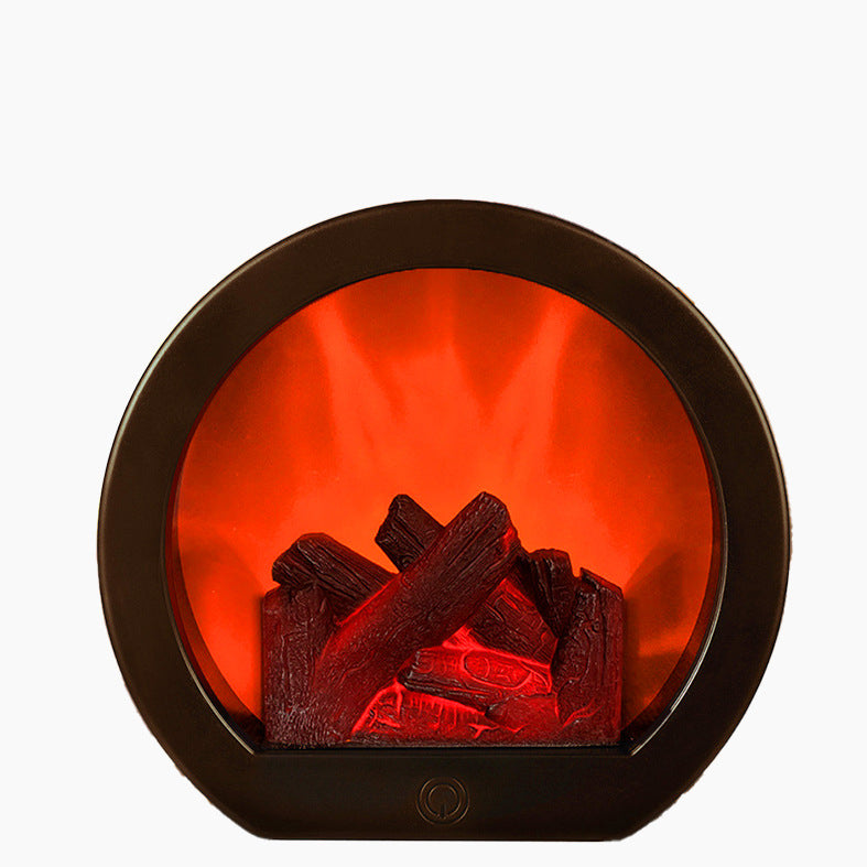 Modern LED Table Lamp with Simulated Flame for Home Office Decor