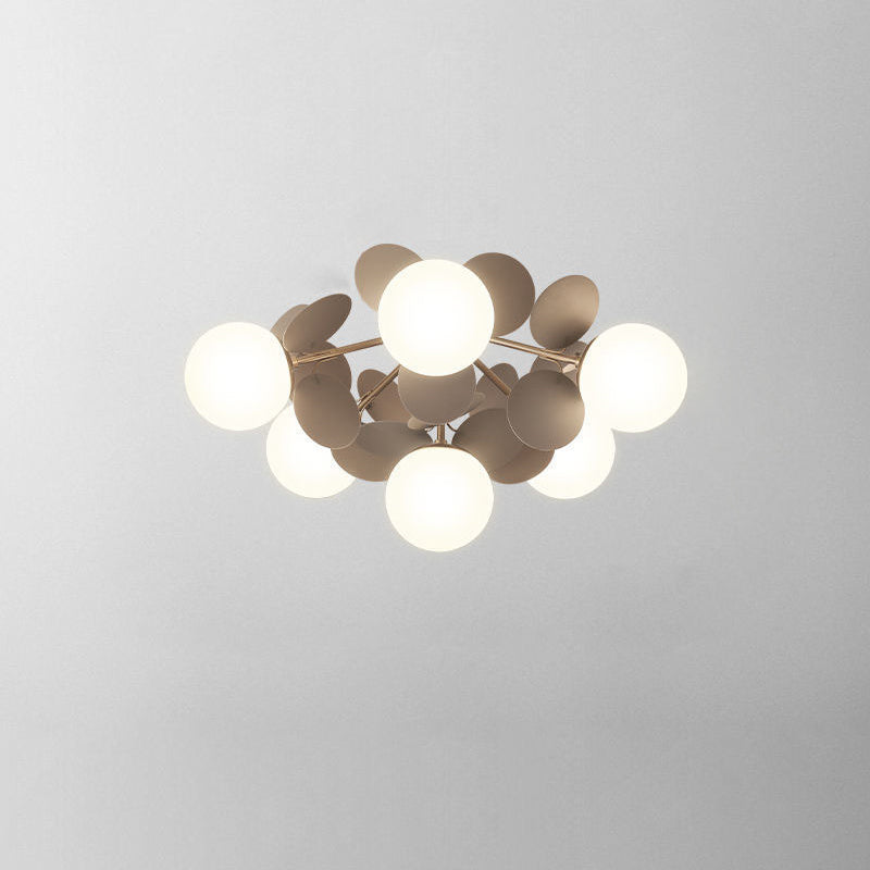 Scandinavian Colorful Flower Semi-Flush Mount Ceiling Light - Available in 1, 4, 6, or 8 Lights for Bedroom