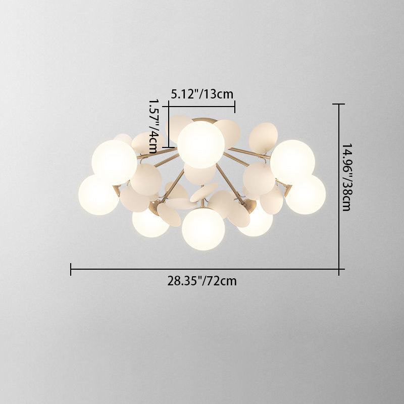Scandinavian Colorful Flower Semi-Flush Mount Ceiling Light - Available in 1, 4, 6, or 8 Lights for Bedroom