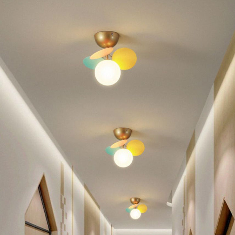 Scandinavian Colorful Flower Semi-Flush Mount Ceiling Light - Available in 1, 4, 6, or 8 Lights for Bedroom
