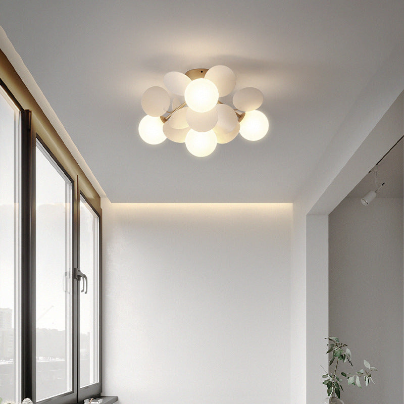 Scandinavian Colorful Flower Semi-Flush Mount Ceiling Light - Available in 1, 4, 6, or 8 Lights for Bedroom