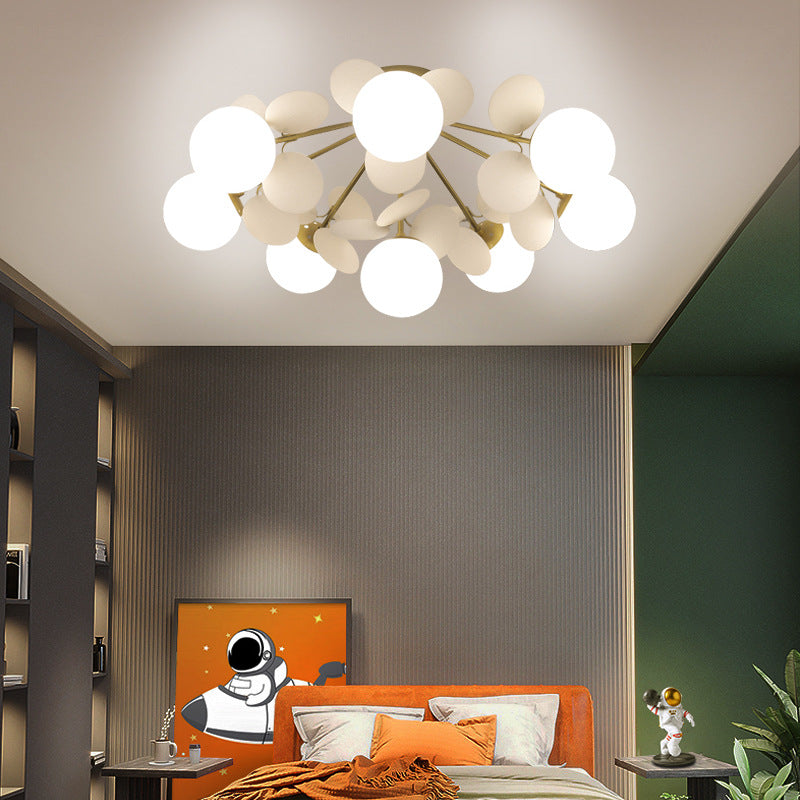 Scandinavian Colorful Flower Semi-Flush Mount Ceiling Light - Available in 1, 4, 6, or 8 Lights for Bedroom