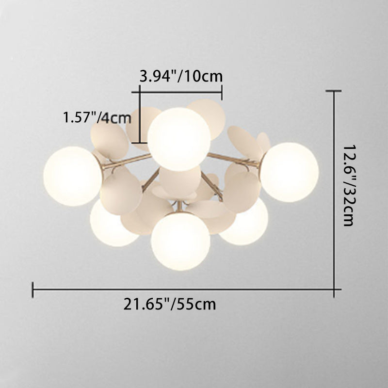 Scandinavian Colorful Flower Semi-Flush Mount Ceiling Light - Available in 1, 4, 6, or 8 Lights for Bedroom