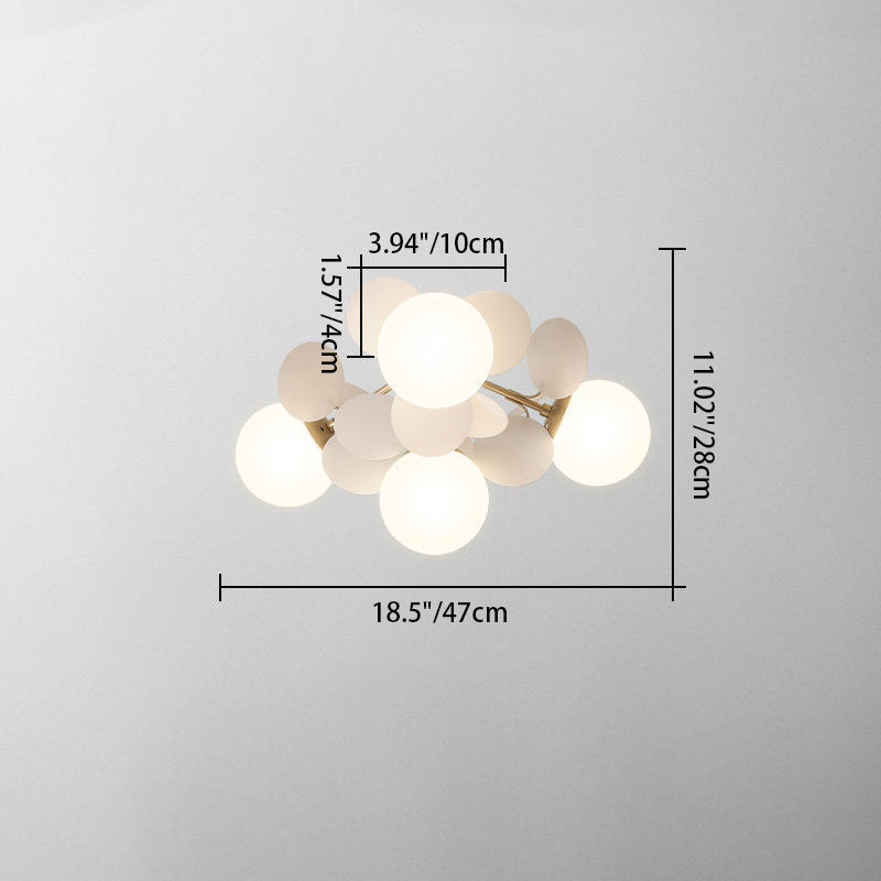 Scandinavian Colorful Flower Semi-Flush Mount Ceiling Light - Available in 1, 4, 6, or 8 Lights for Bedroom