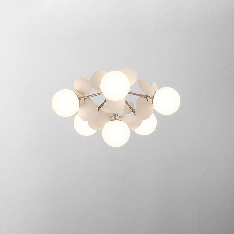 Scandinavian Colorful Flower Semi-Flush Mount Ceiling Light - Available in 1, 4, 6, or 8 Lights for Bedroom