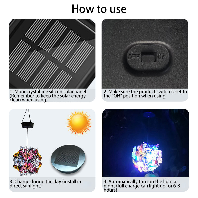 Premium Art Deco Solar LED Butterfly Ball Outdoor Light