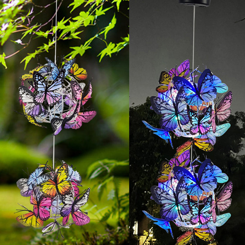 Premium Art Deco Solar LED Butterfly Ball Outdoor Light