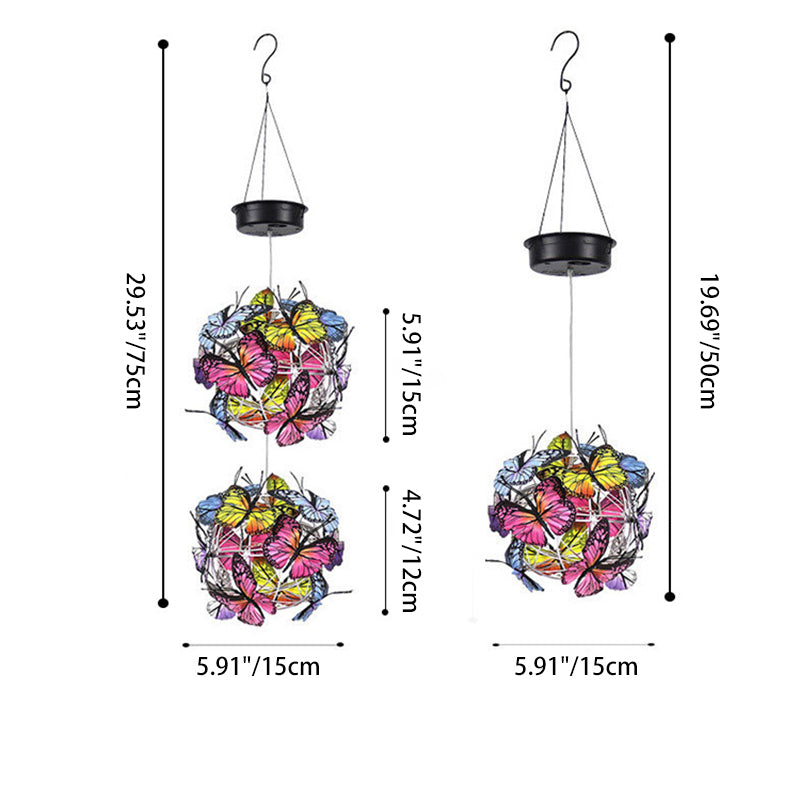 Premium Art Deco Solar LED Butterfly Ball Outdoor Light
