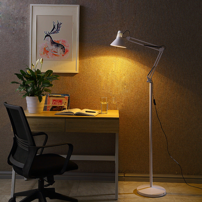 Scandinavian Style Retractable Swivel Floor Lamp - 1-Light Iron Design for Bedroom