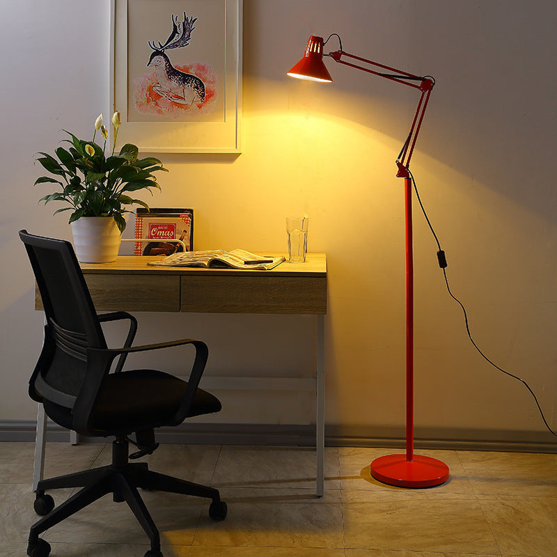 Scandinavian Style Retractable Swivel Floor Lamp - 1-Light Iron Design for Bedroom