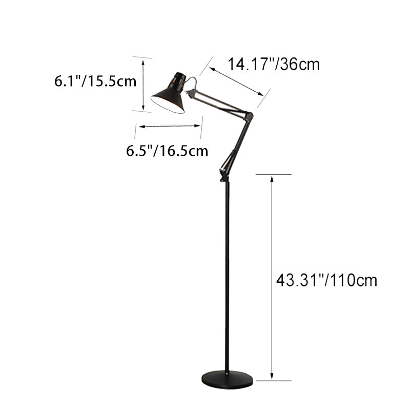 Scandinavian Style Retractable Swivel Floor Lamp - 1-Light Iron Design for Bedroom