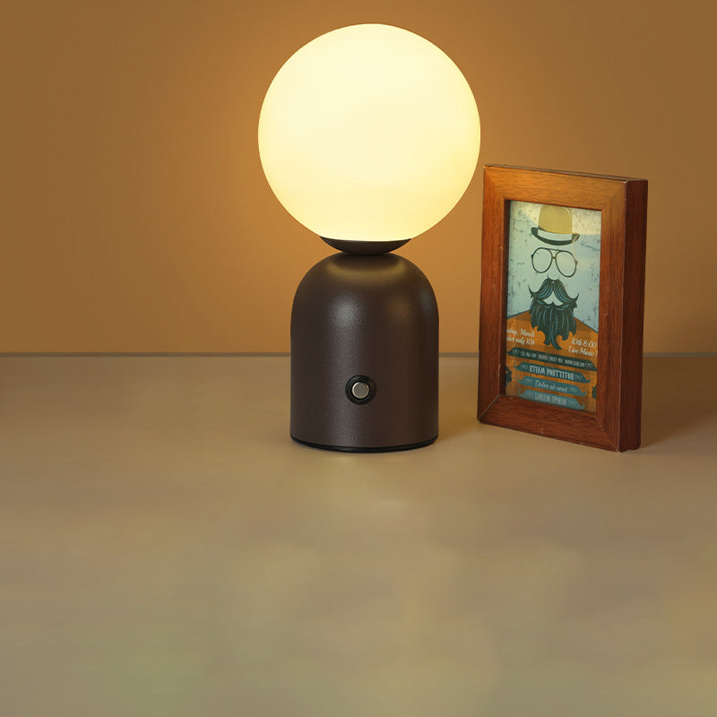 Scandinavian Round LED Table Lamp - USB Iron & Acrylic Design for Bedroom