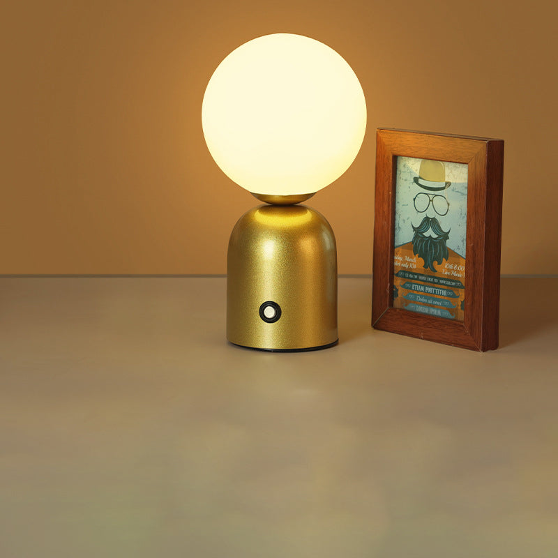 Scandinavian Round LED Table Lamp - USB Iron & Acrylic Design for Bedroom