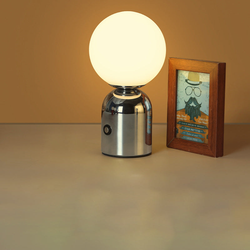 Scandinavian Round LED Table Lamp - USB Iron & Acrylic Design for Bedroom