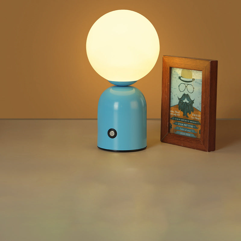 Scandinavian Round LED Table Lamp - USB Iron & Acrylic Design for Bedroom