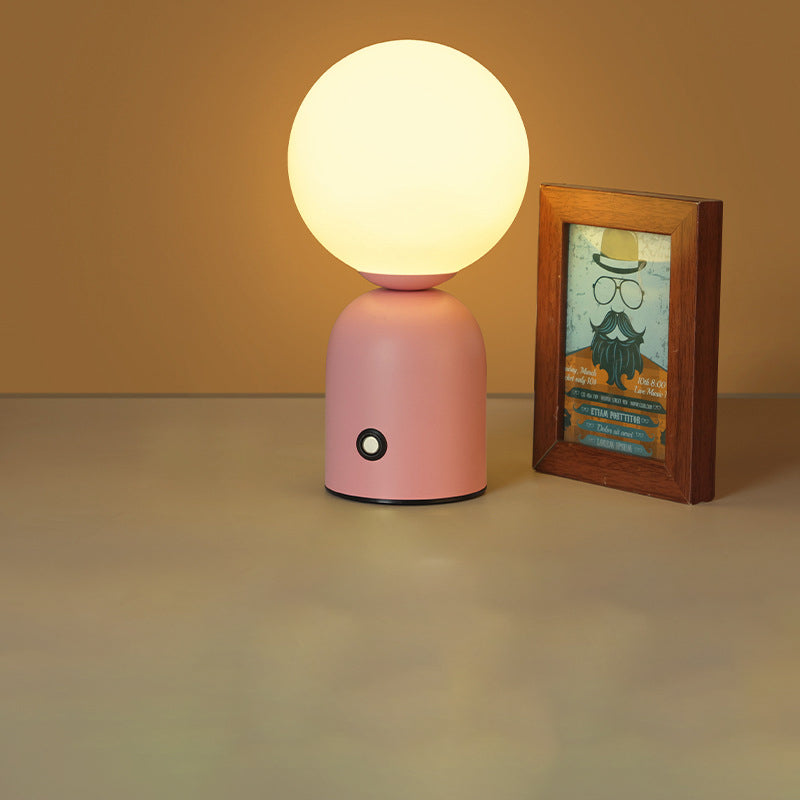 Scandinavian Round LED Table Lamp - USB Iron & Acrylic Design for Bedroom