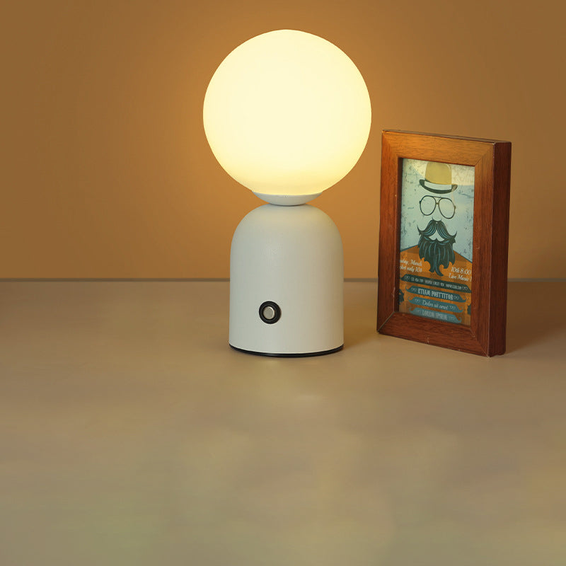 Scandinavian Round LED Table Lamp - USB Iron & Acrylic Design for Bedroom