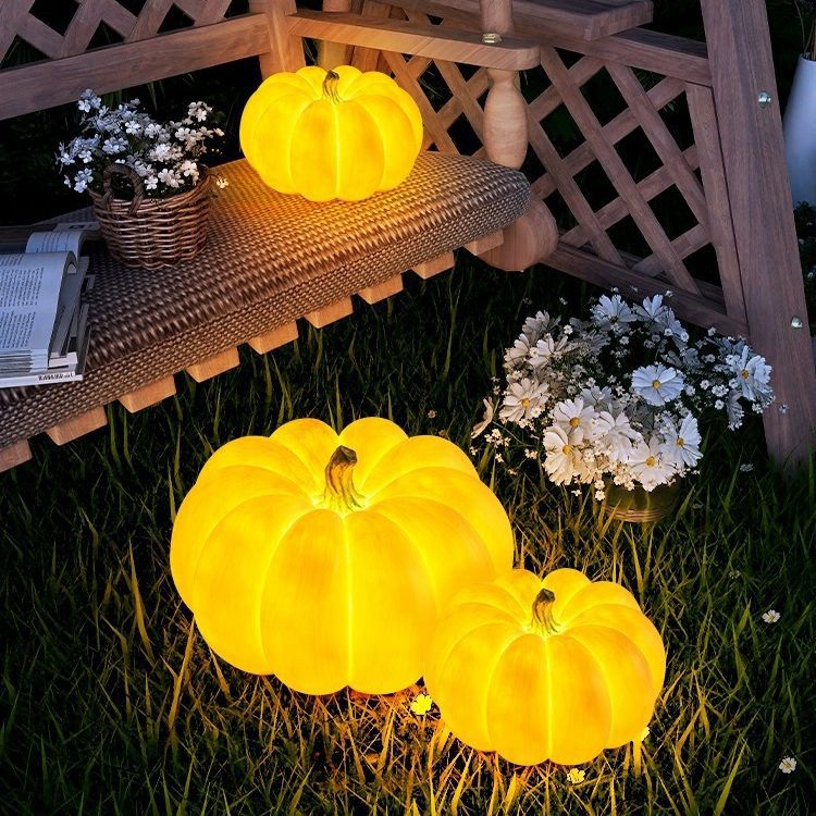 Premium Art Deco Solar Waterproof Pumpkin LED Outdoor Light
