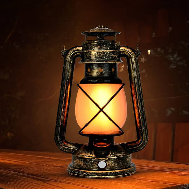 Vintage USB Horse Lantern LED Table Lamp - Round ABS Design for Living Room