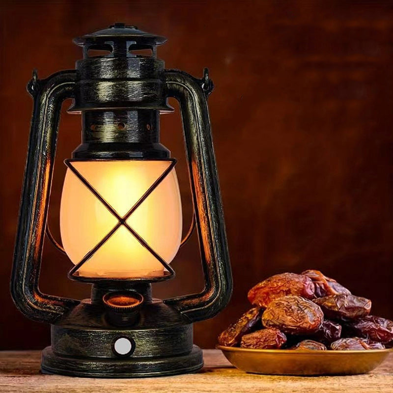 Vintage USB Horse Lantern LED Table Lamp - Round ABS Design for Living Room
