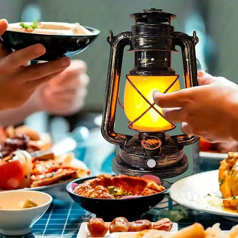 Vintage USB Horse Lantern LED Table Lamp - Round ABS Design for Living Room