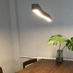 Minimalist Rectangular Wood Grain LED Chandelier for Dining Room