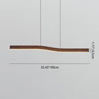Minimalist Rectangular Wood Grain LED Chandelier for Dining Room