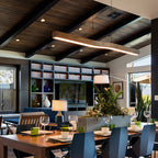 Minimalist Rectangular Wood Grain LED Chandelier for Dining Room