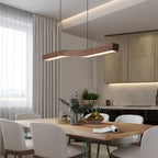 Minimalist Rectangular Wood Grain LED Chandelier for Dining Room