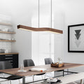 Minimalist Rectangular Wood Grain LED Chandelier for Dining Room