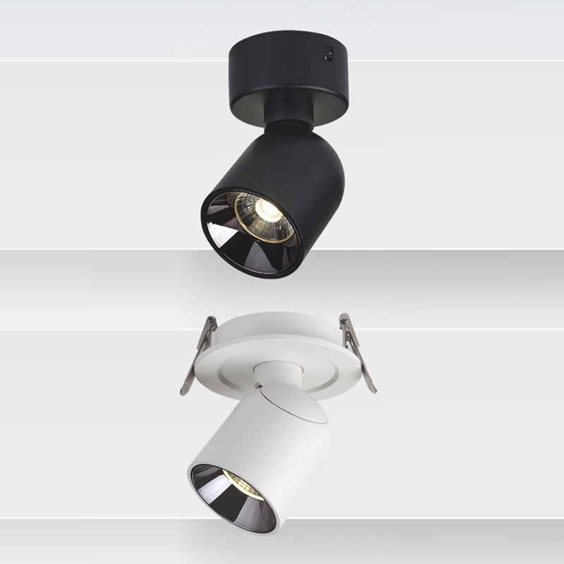 Contemporary Rotatable Round Aluminum LED Ceiling Spotlight - Semi-Flush Mount for Hallway