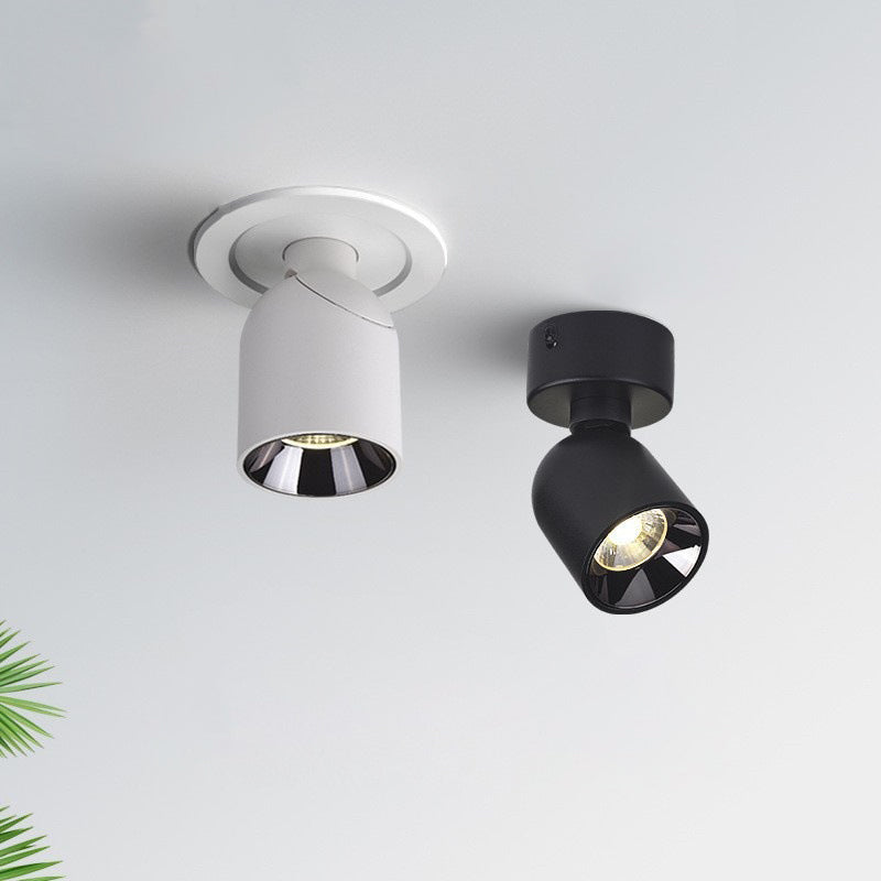Contemporary Rotatable Round Aluminum LED Ceiling Spotlight - Semi-Flush Mount for Hallway