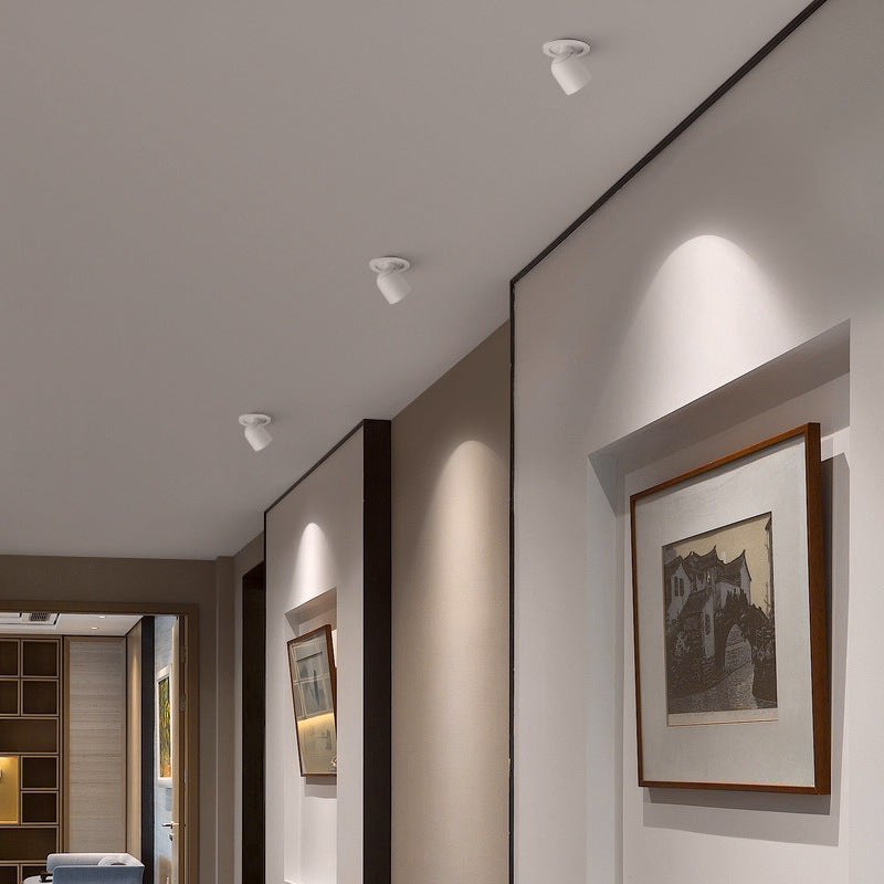 Contemporary Rotatable Round Aluminum LED Ceiling Spotlight - Semi-Flush Mount for Hallway